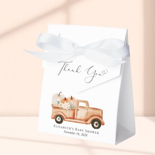 Pumpkin Truck Watercolor Babydusche Danke Geschenkschachtel