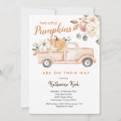 Pumpkin Trucks Floral Baby Dusche Einladung (Vorderseite)