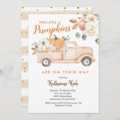 Pumpkin Trucks Floral Baby Dusche Einladung (Vorne/Hinten)