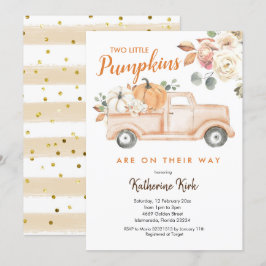 Pumpkin Trucks Floral Baby Dusche Einladung
