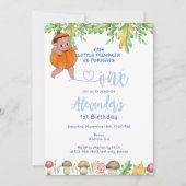 Pumpkin Turning One Mushrooms Kariert 1. Geburtsta Einladung (Vorderseite)