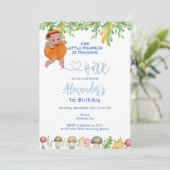 Pumpkin Turning One Mushrooms Kariert 1. Geburtsta Einladung (Stehend Vorderseite)