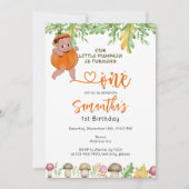 Pumpkin Turning One Mushrooms Kariert 1. Geburtsta Einladung (Vorderseite)