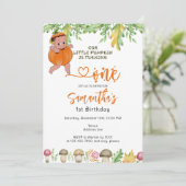 Pumpkin Turning One Mushrooms Kariert 1. Geburtsta Einladung (Stehend Vorderseite)