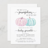 Pumpkin Twin Boy Girl Baby Sprinkle Einladung (Vorne/Hinten)