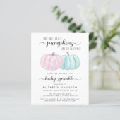 Pumpkin Twin Boy Girl Baby Sprinkle Einladung (Stehend Vorderseite)