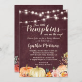 Pumpkin Twins Baby Showsaite Lights Floral Einladung (Vorne/Hinten)