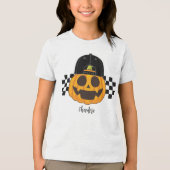 Pumpkin Typ Kleinkind Retro Boys Halloween Fall Tri-Blend Shirt (Vorderseite)