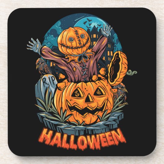 Pumpkin-Überraschung | Halloween Scarecrow Cork Dr Getränkeuntersetzer (Vorderseite)