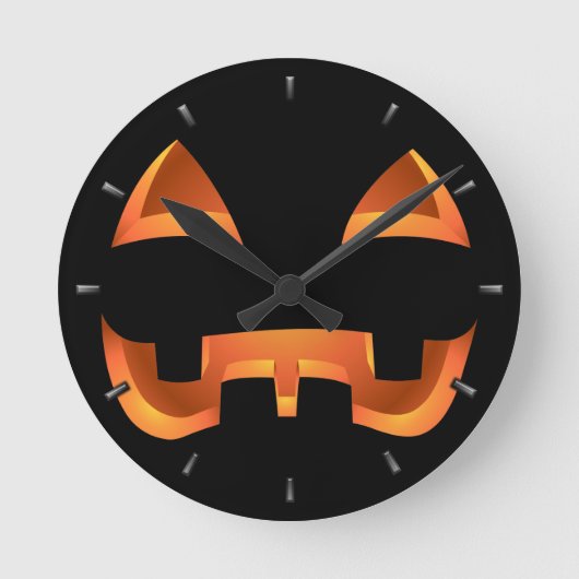 Pumpkin-Uhr Halloween-Jack-O-Lantern-Wandklemme Runde Wanduhr (Vorderseite)