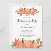 Pumpkin und Ahorn Blätter Erntedank Party Einladung (Vorderseite)