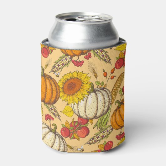 Pumpkin und Ahorn Blätter Muster. Dosenkühler (Kanne Vorderseite)