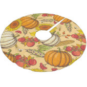 Pumpkin und Ahorn Blätter Muster. Polyester Weihnachtsbaumdecke (Schrägansicht)