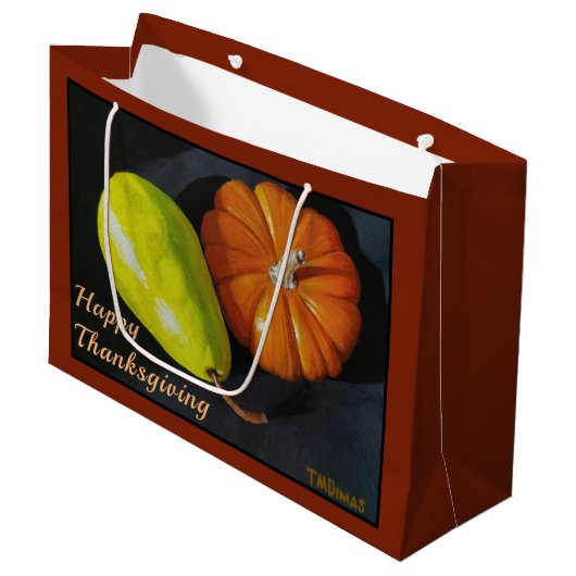 Pumpkin und Birne große Geschenktasche Geschenktüte (Vorderseite Schrägansicht)