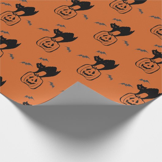 Pumpkin und Black CatHalloween-Geschenkpapier Geschenkpapier (Ecke)