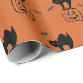 Pumpkin und Black CatHalloween-Geschenkpapier Geschenkpapier (Rolleneckpunkt)