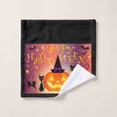 Pumpkin und Black Cats Badetuch Set (Waschlappen)