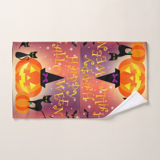 Pumpkin und Black Cats Badetuch Set (Handtuch)
