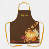 Pumpkin und Blätter Autumn Brown Koch Name Schürze (Vorderseite)