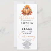 Pumpkin und Blätter Fall White Wedding Programm (Vorderseite)