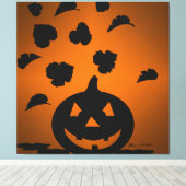Pumpkin und Blätter Silhouette Leinwanddruck (Insitu (Holzboden))