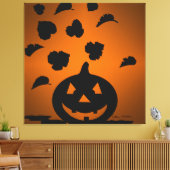 Pumpkin und Blätter Silhouette Leinwanddruck (Insitu (Wohnzimmer))
