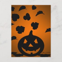 Pumpkin und Blätter Silhouette Postkarte