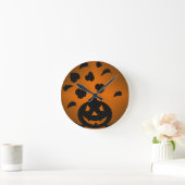 Pumpkin und Blätter Silhouette Runde Wanduhr (Zuhause)