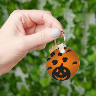 Pumpkin und Blätter Silhouette Schlüsselanhänger