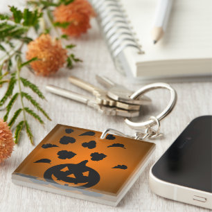 Pumpkin und Blätter Silhouette Schlüsselanhänger