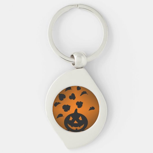 Pumpkin und Blätter Silhouette Schlüsselanhänger (Vorderseite)