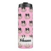 Pumpkin und Bow Pink Coquette Halloween Thermosbecher (Vorderseite)