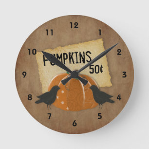 Pumpkin und Crows Wall Clock Runde Wanduhr