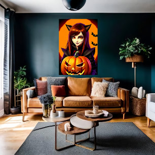 Pumpkin und eine junge Dame   AI Art Poster