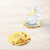 Pumpkin und farbenfrohe Blätter Runder Pappuntersetzer (Vor Ort)