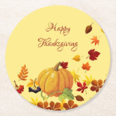 Pumpkin und farbenfrohe Blätter Runder Pappuntersetzer (Vorderseite)