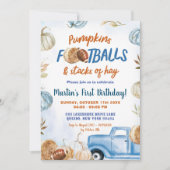 Pumpkin und Footballs Erstgeburtstag Junge Einladung (Vorderseite)