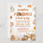 Pumpkin und Fußbälle Traktor Boy Baby Dusche Einladung (Vorderseite)