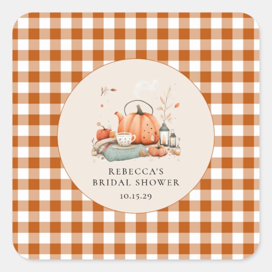 Pumpkin und Gewürz und alles Nizza Baby Dusche Quadratischer Aufkleber (Vorderseite)