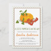 Pumpkin und grüner Polka Dotframe Babydusche Einladung (Vorderseite)