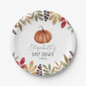 Pumpkin und Herbstleaves Babydusche Pappteller (Vorderseite)