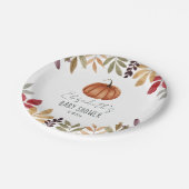 Pumpkin und Herbstleaves Babydusche Pappteller (Schrägansicht)