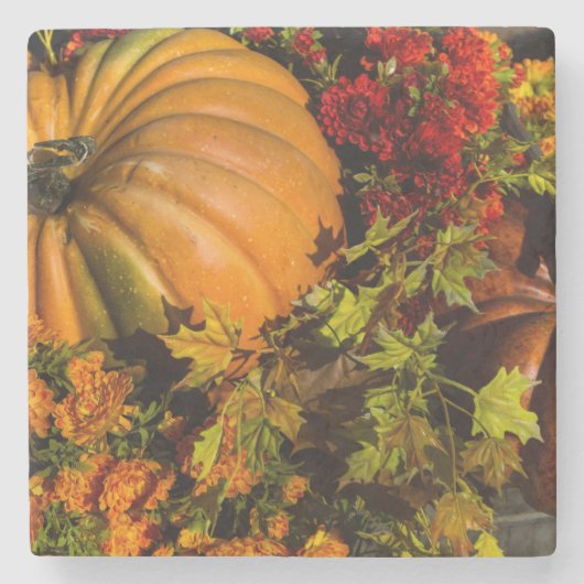 Pumpkin- und Mum-Anordnung Steinuntersetzer (Vorderseite)