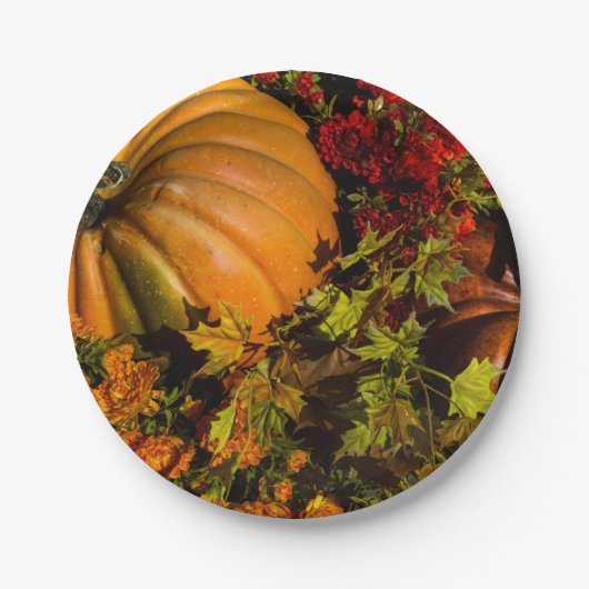 Pumpkin- und Mum-Arrangement Pappteller (Vorderseite)