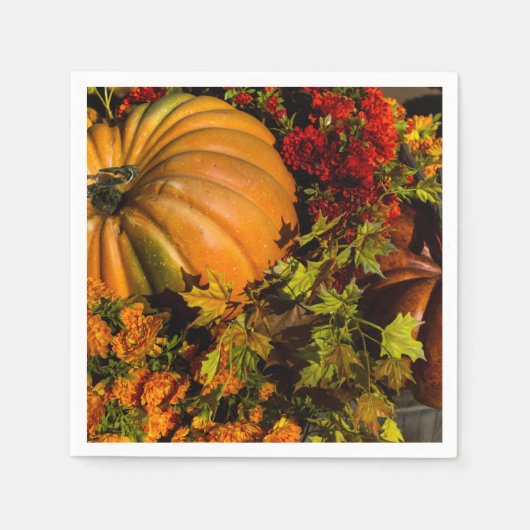 Pumpkin- und Mum-Arrangement Serviette (Vorderseite)