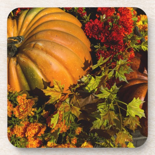 Pumpkin- und Mum-Arrangement Untersetzer (Vorderseite)