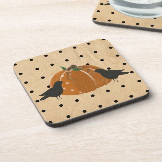 Pumpkin und Polka Dots Cork Untersetzer (Linke Seite)