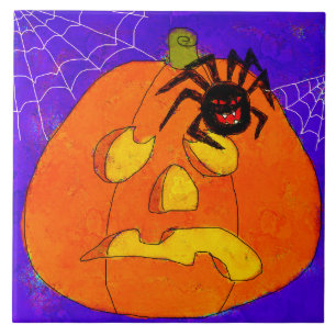 Pumpkin und Spider Abstrakte Halloween Art Fliese