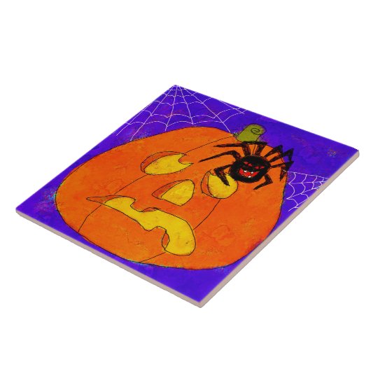 Pumpkin und Spider Abstrakte Halloween Art Fliese (Seite)