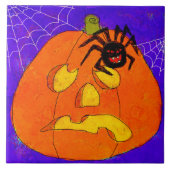 Pumpkin und Spider Abstrakte Halloween Art Fliese (Vorderseite)